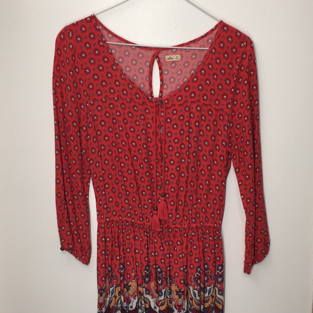 Casual red boho dress